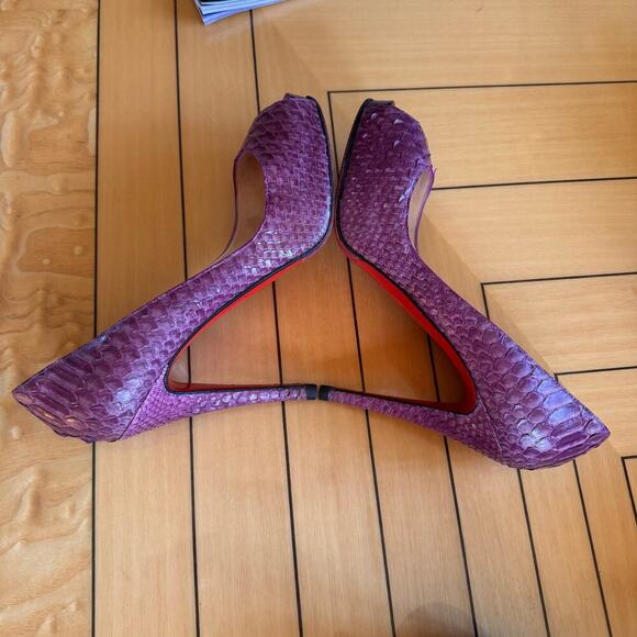 Christian Louboutin Python Heels purple snakeskin pumps w box & dustbag 38.5 - Picture 2 of 12